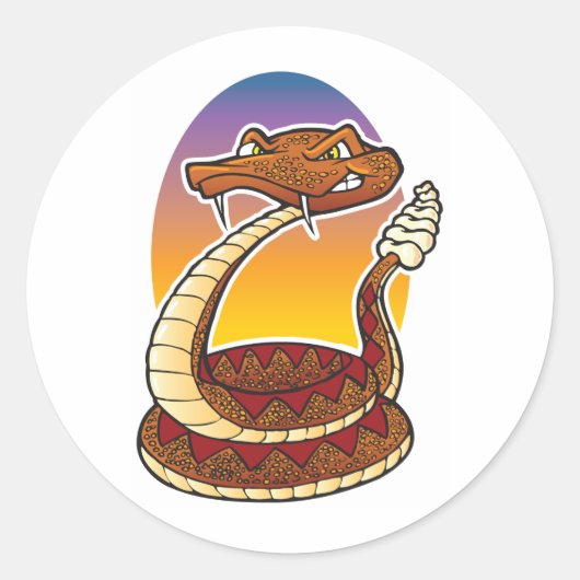 Sticker Rond Serpent à sonnettes de bande dessinée (Devant)