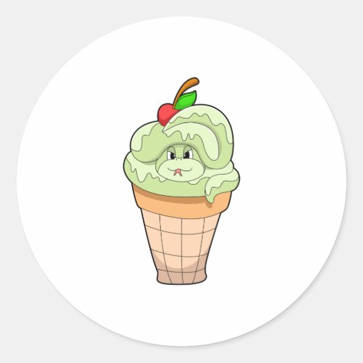 Sticker Rond Serpent avec cône crème glacée & cerise (Devant)