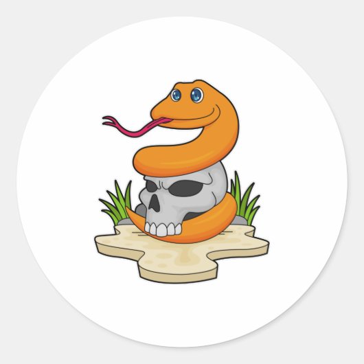 Sticker Rond Serpent avec crâne (Devant)