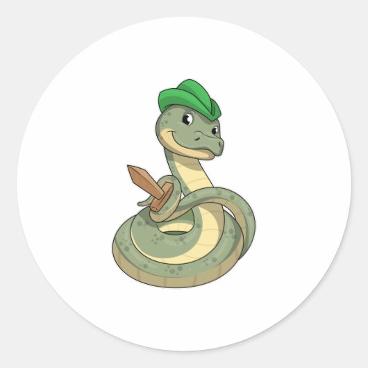 Sticker Rond Serpent avec épée (Devant)
