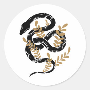 Sticker Rond Serpent avec plante