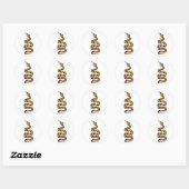 Sticker Rond Serpent Brown et Silhouette Or (Feuille)