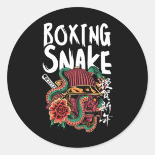 Sticker Rond Serpent de boxe Japonais Samurai Guerrier Cobra Co