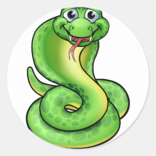 Sticker Rond Serpent de Cobra à caricatures amical