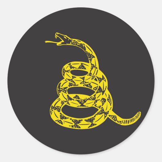 Sticker Rond Serpent de Gadsden - Jaune (Devant)