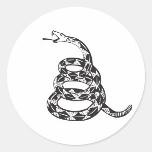 Sticker Rond Serpent de Gadsden - noir