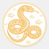 Sticker Rond Serpent d'or Orné Nouvel An chinois (Devant)