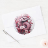 Sticker Rond Serpent en Rose Aquarelle Goth (Enveloppe)