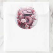 Sticker Rond Serpent en Rose Aquarelle Goth (Sac)