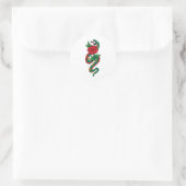 Sticker Rond Serpent enveloppé autour d'un tatouage rose rouge (Sac)