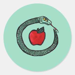 Sticker Rond Serpent et Pomme
