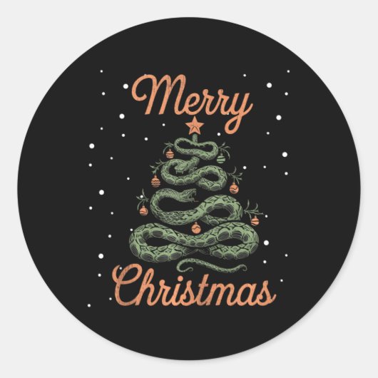 Sticker Rond Serpent Noël Arbre de Noël Joyeux Christ (Devant)