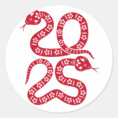Sticker Rond Serpent rouge floral 2025 (Devant)