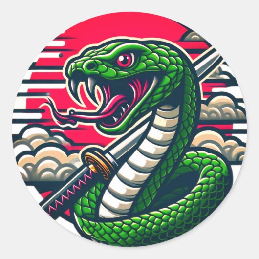 Sticker Rond Serpent vert (Devant)
