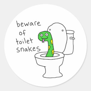 Sticker Rond Serpents de toilettes humour de salle de bain drôl