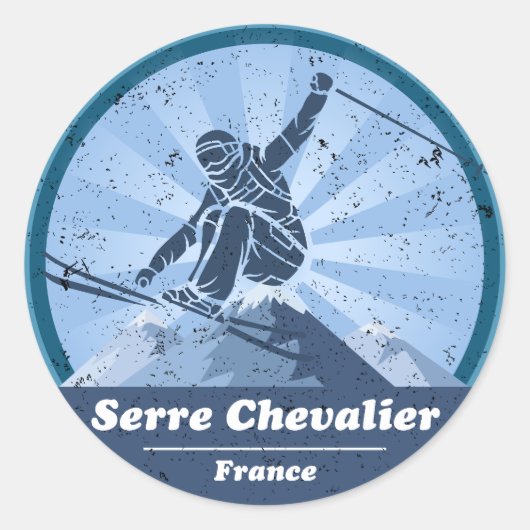 Sticker Rond Serre Chevalier Station de ski - Skieur (Devant)