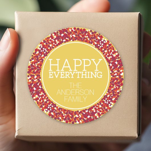 Sticker Rond Serre de Berry de vacances avec Happy Everything