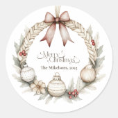 Sticker Rond Serre de Noël bleu rustique (Devant)