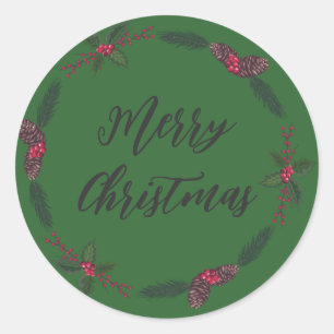 Sticker Rond Serre de Noël personnalisée Joyeux Noël