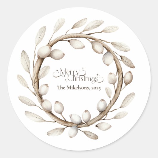 Sticker Rond Serre de Noël rustique (Devant)