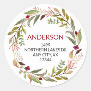 Sticker Rond Serre de verdure + adresse de retour florale borde