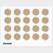 Sticker Rond Serre florale rustique Faux Kraft Merci Mariage (Feuille)