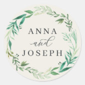 Sticker Rond Serre | Mariage botanique aquarelle (Devant)