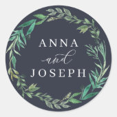Sticker Rond Serre | Mariage botanique aquarelle (Devant)
