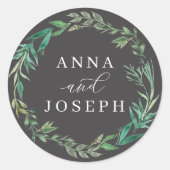 Sticker Rond Serre | Mariage botanique aquarelle (Devant)