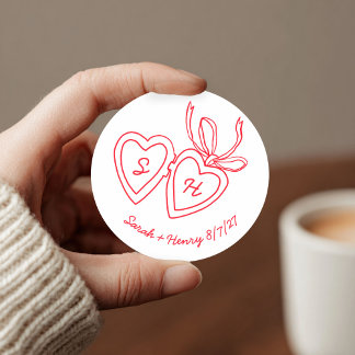 Sticker Rond Serrure de coeur Whimsical Doodle Croquis moderne
