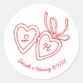 Sticker Rond Serrure de coeur Whimsical Doodle Croquis moderne  (Devant)