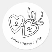 Sticker Rond Serrure de coeur Whimsical Doodle Croquis moderne  (Devant)