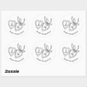 Sticker Rond Serrure de coeur Whimsical Doodle Croquis moderne  (Feuille)