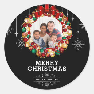 Sticker Rond Serrure De Noël Et Flocon De Neige Photo