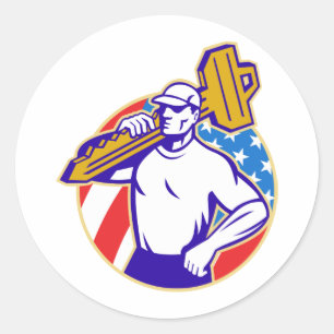 Sticker Rond Serrurier jugeant principal avec le drapeau