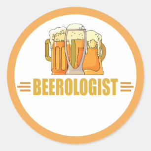 Sticker Rond Serveur de Bière Amusant Barman Biérologue Bar Bis