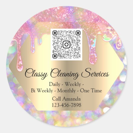 Sticker Rond Service de nettoyage classique Maid Housekeeper QR (Devant)