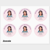 Sticker Rond Service De Nettoyage De Maison Femme Moderne Rose (Feuille)