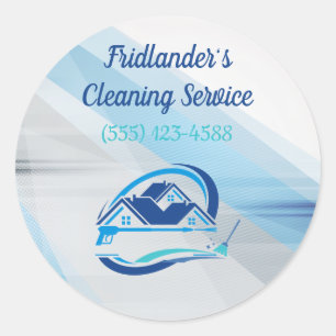 Sticker Rond Service de nettoyage de maison moderne bleu Ménage