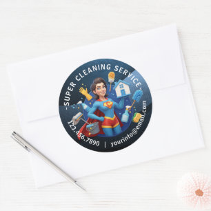 Sticker Rond Service de nettoyage de maison moderne ménage