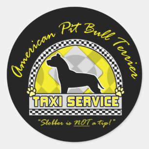 Sticker Rond Service de taxi américain Pit Bull Terrier