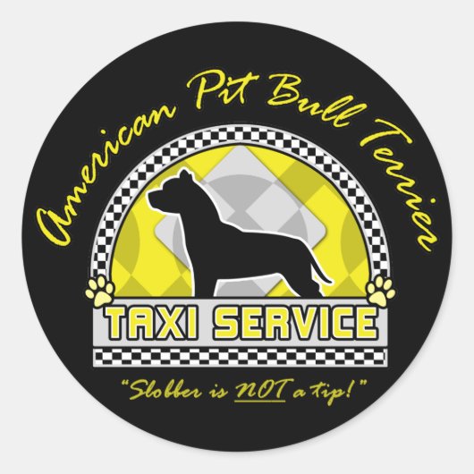 Sticker Rond Service de taxi américain Pit Bull Terrier (Devant)