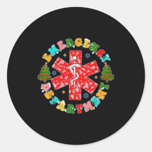 Sticker Rond Service des urgences de Noël Infirmière diplômée d