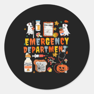 Sticker Rond Service des urgences drôle Er infirmière Halloween