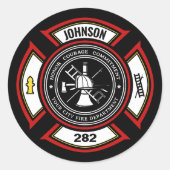 Sticker Rond Service d'incendie AJOUTER LE NOM Pompier Insigne (Devant)