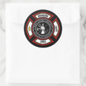 Sticker Rond Service d'incendie AJOUTER LE NOM Pompier Insigne (Sac)