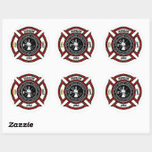 Sticker Rond Service d'incendie AJOUTER LE NOM Pompier Insigne  (Feuille)