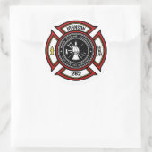 Sticker Rond Service d'incendie AJOUTER LE NOM Pompier Insigne  (Sac)