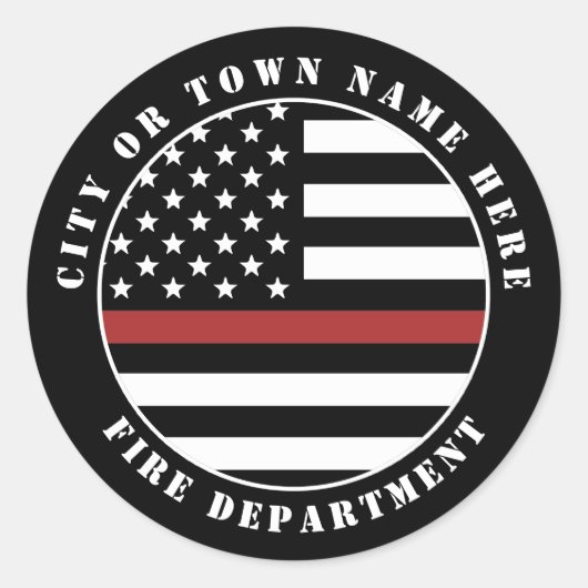 Sticker Rond Service d'incendie de la ligne rouge mince (Devant)
