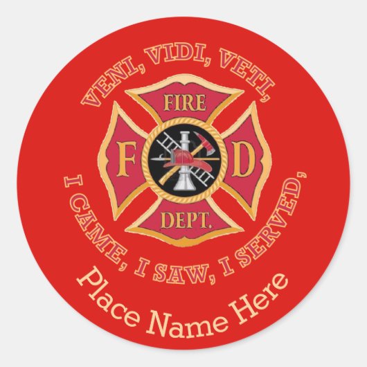 Sticker Rond Service d'incendie Maltese Cross Custom VVV Shield (Devant)